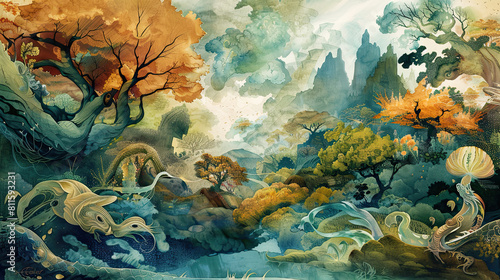 The image is a beautiful landscape painting