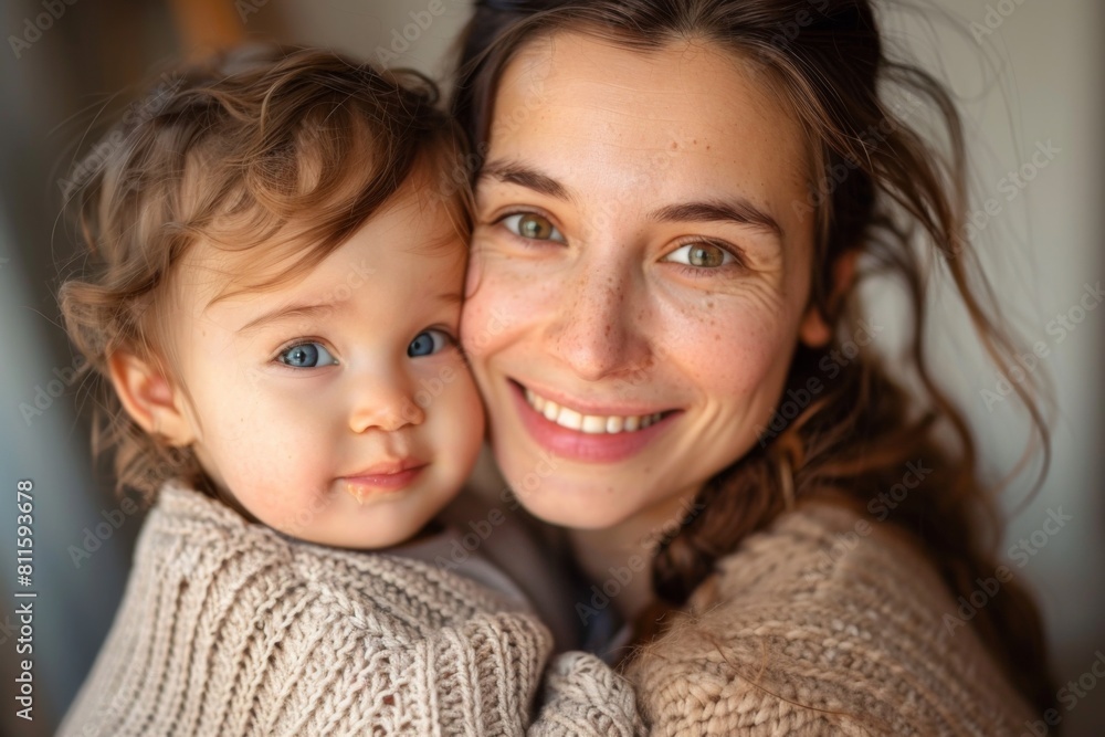 Happy Mother and her child created with Generative AI Happy Mother and her child created with Generative AI