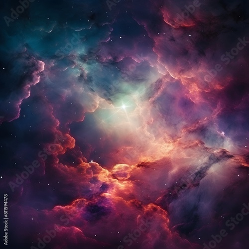 Amazing nebula in space with vibrant colors. Generative AI.