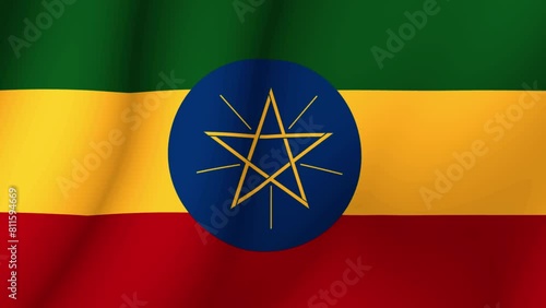 The flag of Ethiopia. The developing national flag of Ethiopia in 3d format. 1080p HD animation for presentation