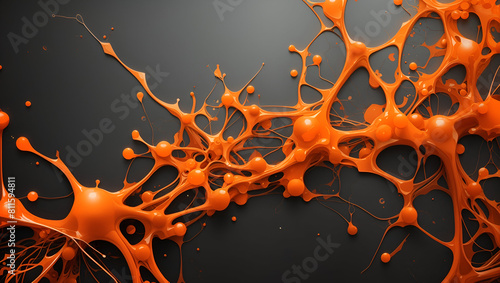 Abstract neurons artworks 3d illustration on orange color background design wallpaper