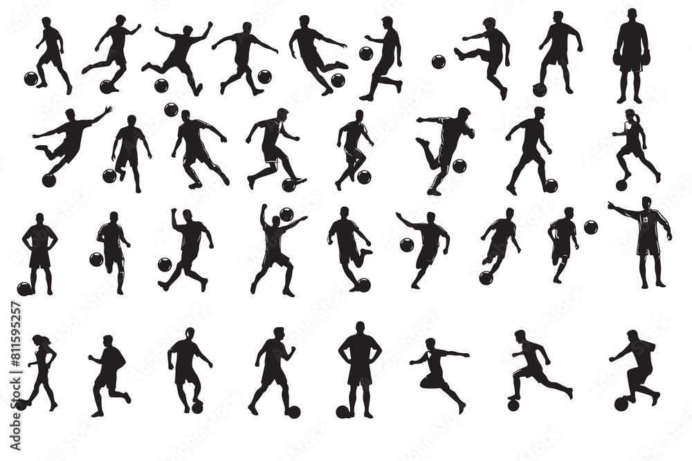 A set of vector set of football, soccer players A set of vector set of football, soccer players