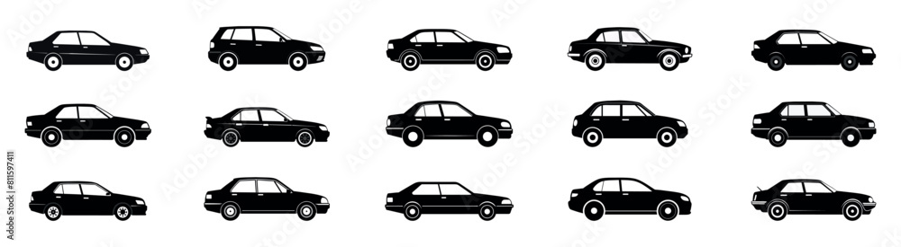 Set of car silhouettes. Automobile collection