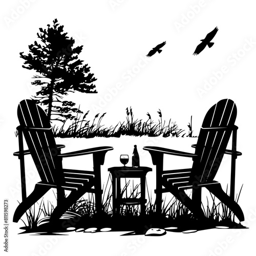 Adirondack Chair png, Adirondack Chair, Chair vector, Adirondack Scene SVG, Beach chair svg, Lounge chair svg, Muskoka clip art, Camping Cabin, Campfire Svg, Adirondack chair SVG, camping svg, forest,