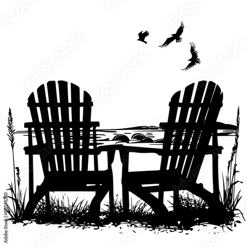 Adirondack Chair png, Adirondack Chair, Chair vector, Adirondack Scene SVG, Beach chair svg, Lounge chair svg, Muskoka clip art, Camping Cabin, Campfire Svg, Adirondack chair SVG, camping svg, forest,
