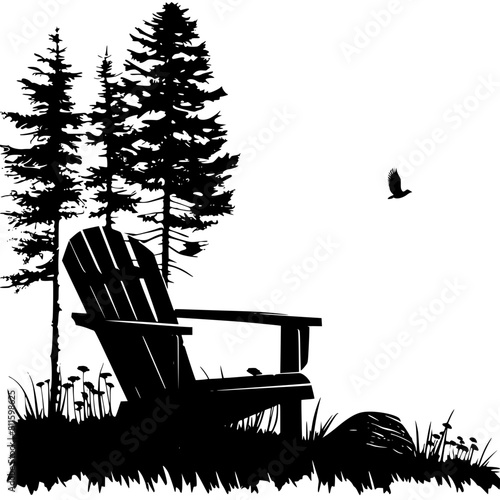 Adirondack Chair png, Adirondack Chair, Chair vector, Adirondack Scene SVG, Beach chair svg, Lounge chair svg, Muskoka clip art, Camping Cabin, Campfire Svg, Adirondack chair SVG, camping svg, forest,