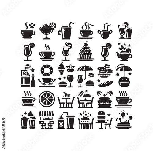 Set of cafe icons  restaurant icon  food and drink vector illustration icon design 