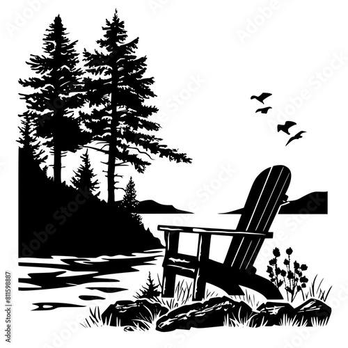 Adirondack Chair png, Adirondack Chair, Chair vector, Adirondack Scene SVG, Beach chair svg, Lounge chair svg, Muskoka clip art, Camping Cabin, Campfire Svg, Adirondack chair SVG, camping svg, forest,