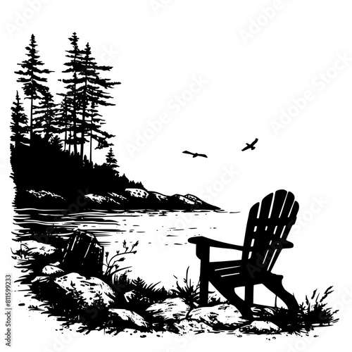 Adirondack Chair png, Adirondack Chair, Chair vector, Adirondack Scene SVG, Beach chair svg, Lounge chair svg, Muskoka clip art, Camping Cabin, Campfire Svg, Adirondack chair SVG, camping svg, forest,