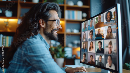 A photograph of Productive Home Workspace: Work From Home Online Video Conference photo