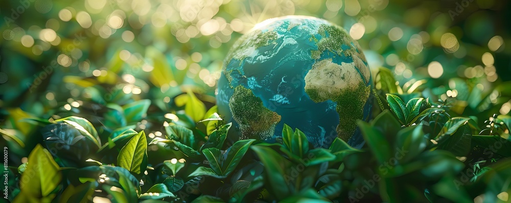 Around the world, ecofriendly recycling initiatives symbolize global sustainability, with a vibrant globe wrapped in lush green leaves. Around the world, ecofriendly recycling initiatives symbolize global sustainability, with a vibrant globe wrapped in lush green leaves.