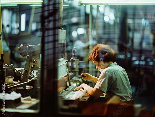 Woman Working in Industrial Factory Setting