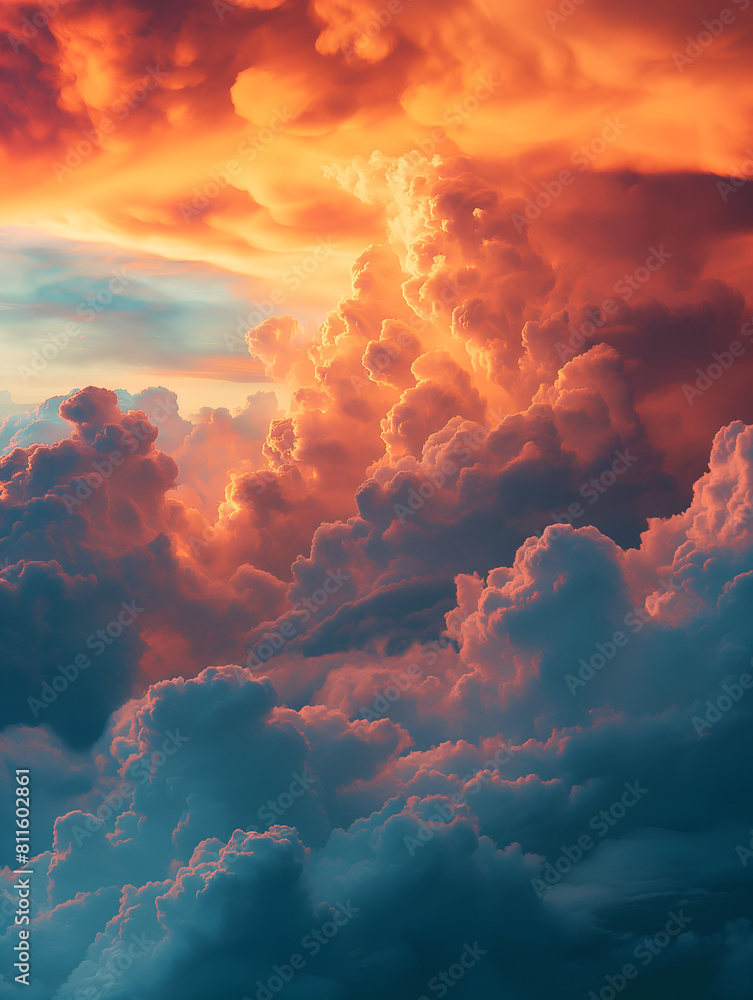 red sky and clouds