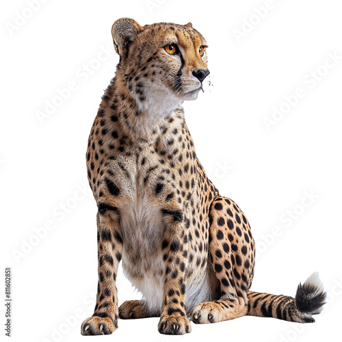 Alert Cheetah Sitting  transparent Background
