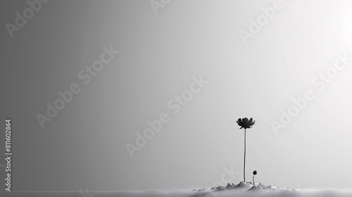 A lone flower in the middle of a field