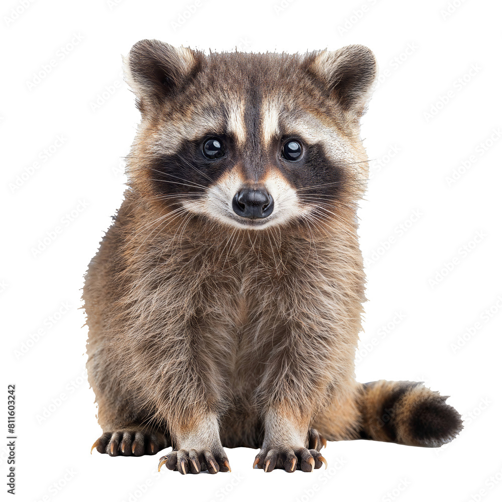 Close-up Portrait of a Curious Raccoon, transparent Background