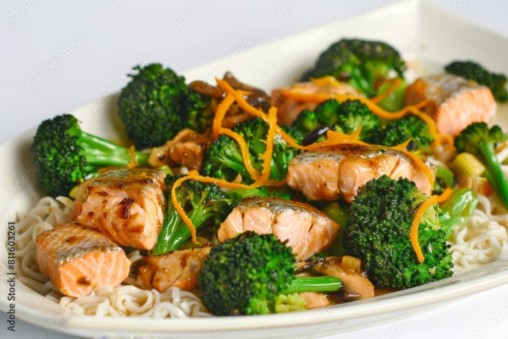 Gourmet Salmon and Broccoli Stir-Fry with Citrus Infusion Gourmet Salmon and Broccoli Stir-Fry with Citrus Infusion