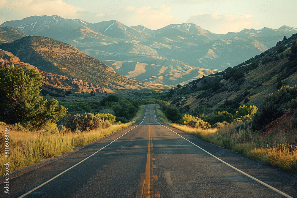 Scenic Mountain Road at Sunset Scenic Mountain Road at Sunset