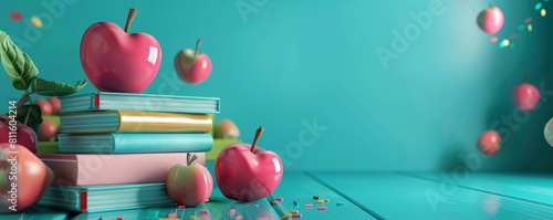 Minimalist back to school education banner background pastel color.