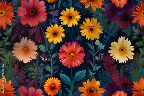 Beautiful wallpapers of colorful flowers painted at oil - Generative AI