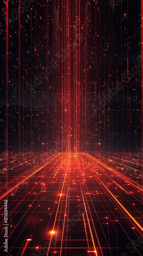 A columnar digital landscape of glowing red and orange lines forming a striking network on a black background, with space for text at the lower end for detailed descriptions or calls to action photo