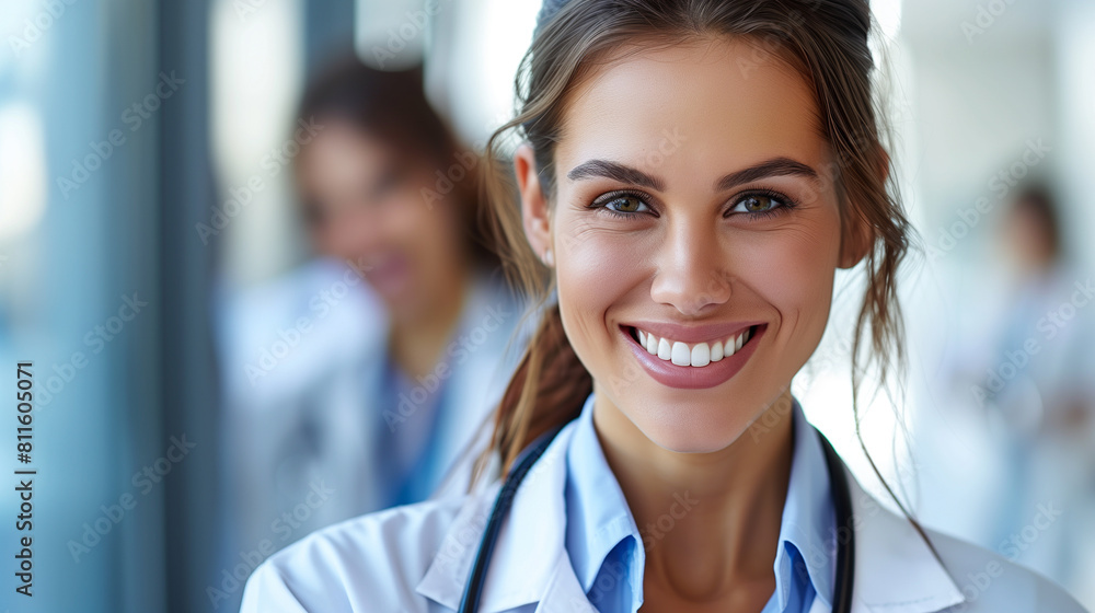 a pleasant preventive check-up at the doctor's. young and beautiful curly caucasian female doctor a pleasant preventive check-up at the doctor's. young and beautiful curly caucasian female doctor