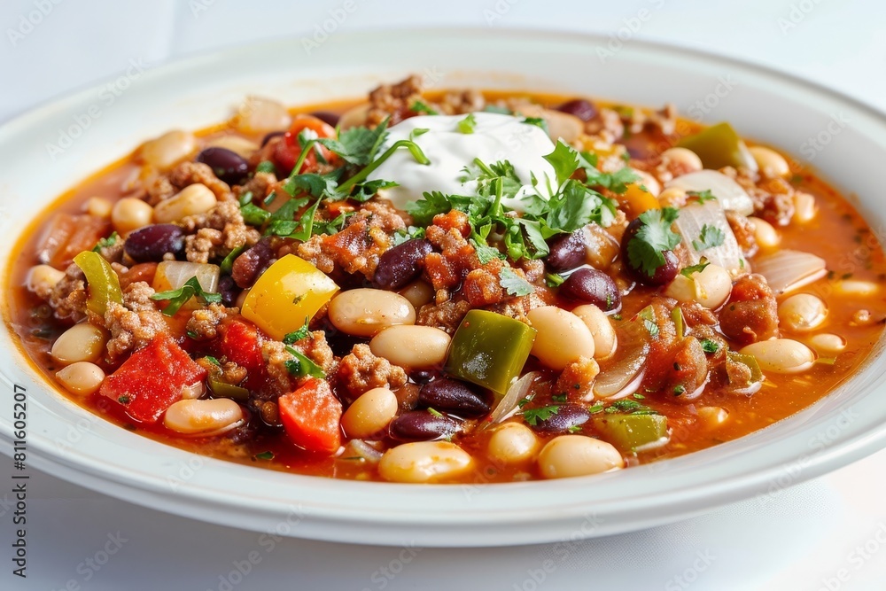 Scrumptious 5 Bean Chili with Cheese, Chips, and Fresh Cilantro Scrumptious 5 Bean Chili with Cheese, Chips, and Fresh Cilantro