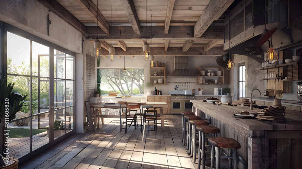 Interior of a village house inside ,generative ai Interior of a village house inside ,generative ai