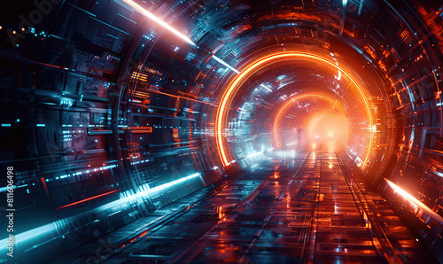 Illustrate a space travel scene featuring a sleek, futuristic spaceship speeding through a star-studded galaxy, Generate AI