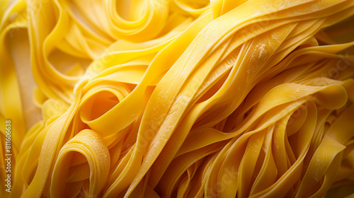 A close up of yellow pasta.