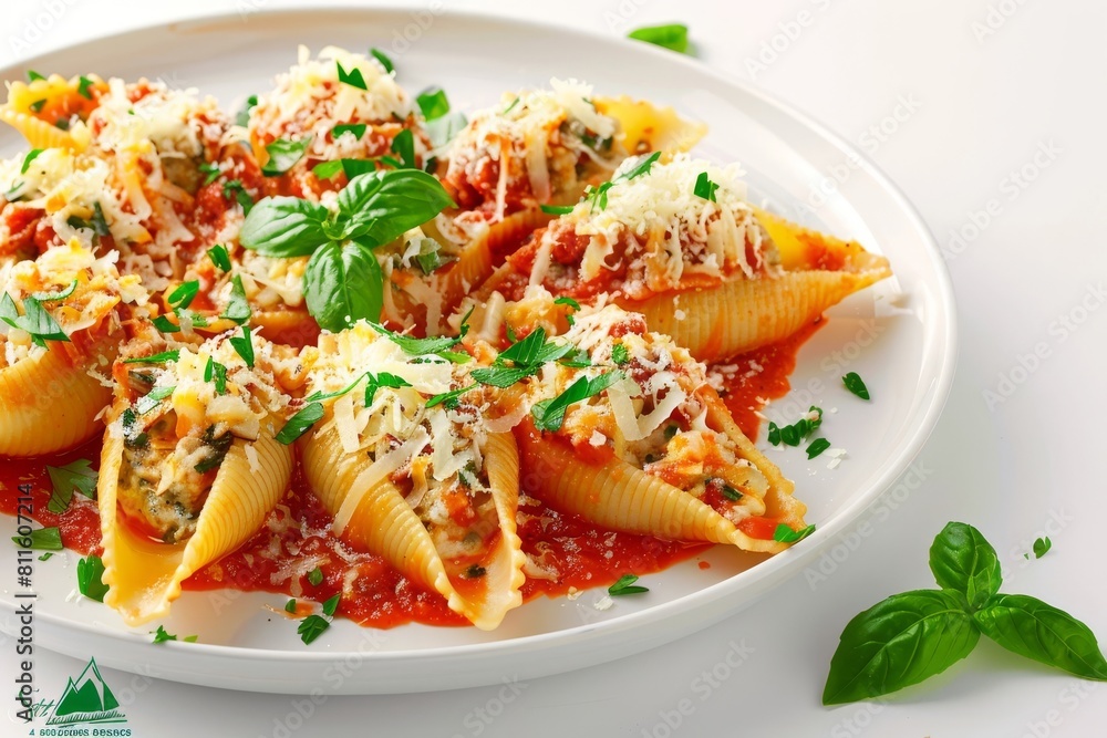 Beautifully Arranged Four Cheese Stuffed Shells with Basil Beautifully Arranged Four Cheese Stuffed Shells with Basil
