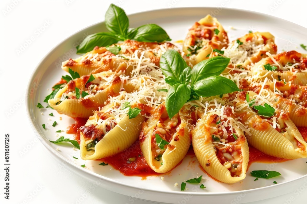 Beautifully Arranged Four Cheese Stuffed Shells with Basil Beautifully Arranged Four Cheese Stuffed Shells with Basil