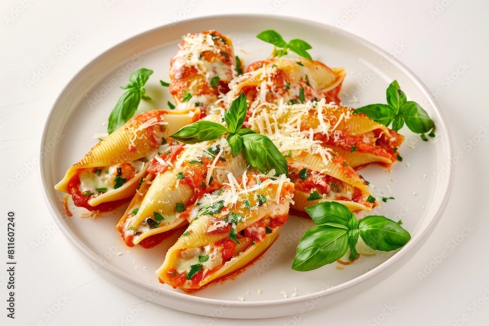 Colorful Four Cheese Stuffed Shells with Fresh Basil Colorful Four Cheese Stuffed Shells with Fresh Basil