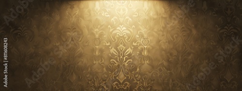 A beige patterned background with a spotlight shining down, creating an elegant and luxurious atmosphere.