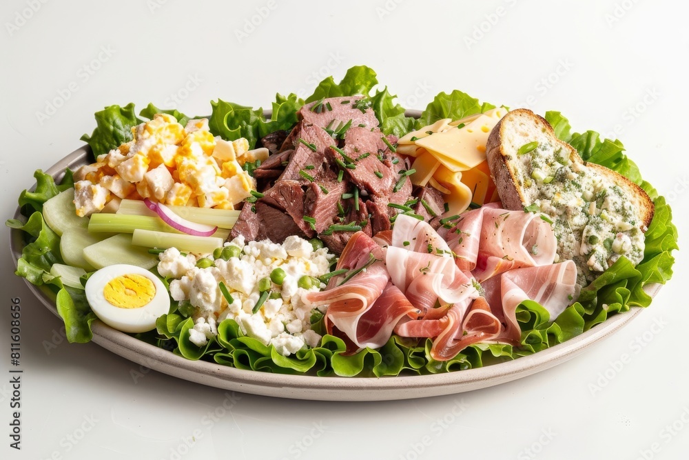 Three Salad Medley with Beef, Ham, and Chicken Rillette Three Salad Medley with Beef, Ham, and Chicken Rillette