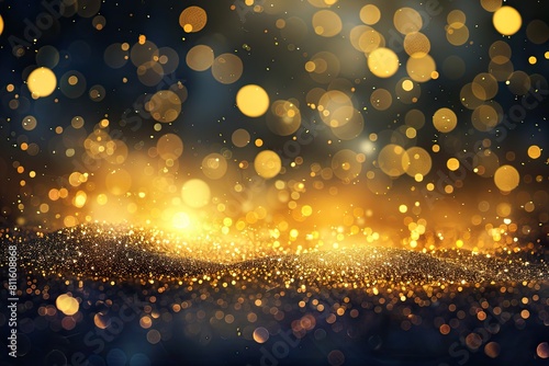 A close up of a golden background with a plethora of glittering gold particles photo