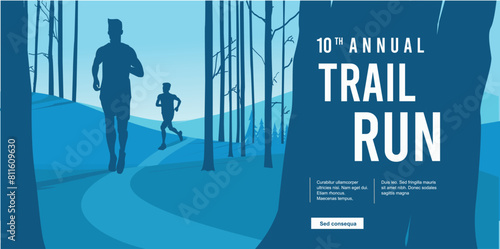 Great elegant vector editable marathon forest trail poster background design for your marathon championship event	