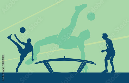 Premium Illustration of teqball players playing together best for your digital graphic and print	