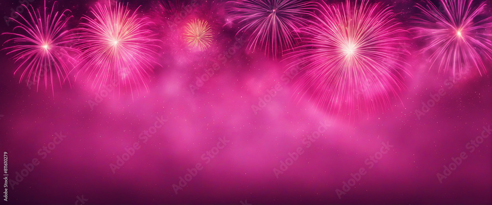 Happy New Year Banner With Fireworks Happy New Year Banner With Fireworks