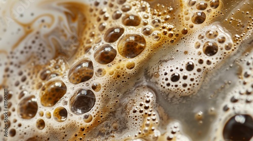 Close-up of creamy coffee foam filling the frame.