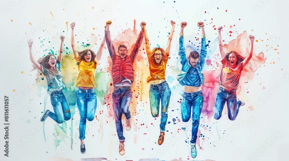 Create an image of a startup company celebrating a successful product launch Create an image of a startup company celebrating a successful product launch