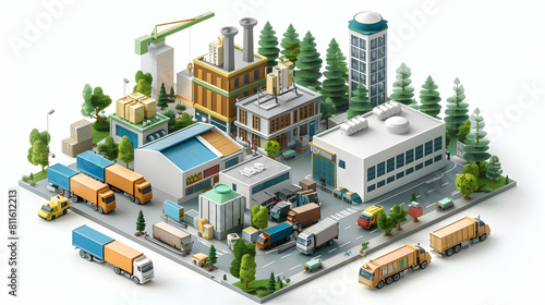 Cute 3D CSR Icon in Supply Chain Management Conference Ethical Sourcing Integration Isometric Scene Concept