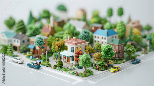 3D Cute Icon: Employee Driven CSR Initiatives Local Community Development and Sustainability in Isometric Scene