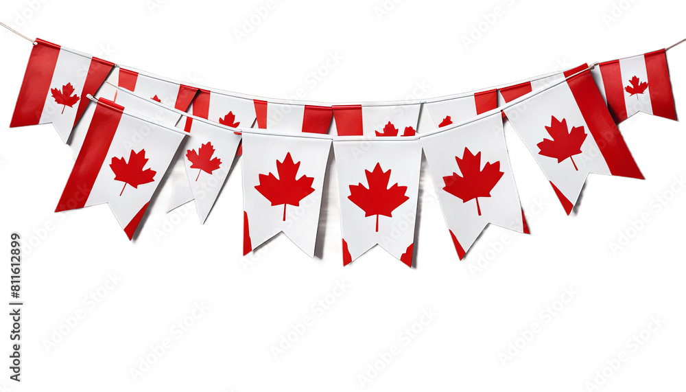 bunting cut red handdrawn canada design horizontal watercolour white flag prints patriotic colour shape decoration decor rectangular art frames clip out element bright drawing garland canadian