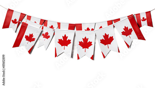 Obraz na płótnie bunting cut red handdrawn canada design horizontal watercolour white flag prints patriotic colour shape decoration decor rectangular art frames clip out element bright drawing garland canadian w salonie