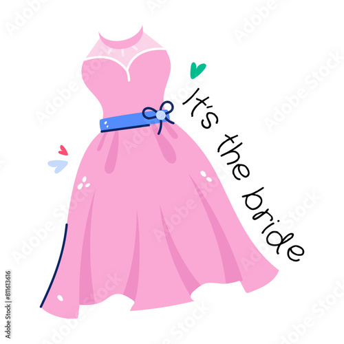 Premium flat sticker of a bridal dress 