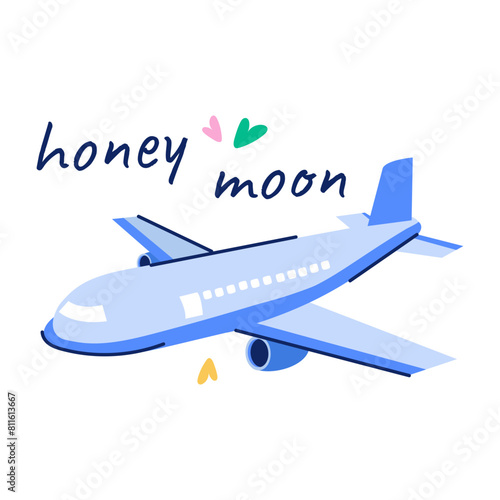 Easy to edit flat sticker of honeymoon 