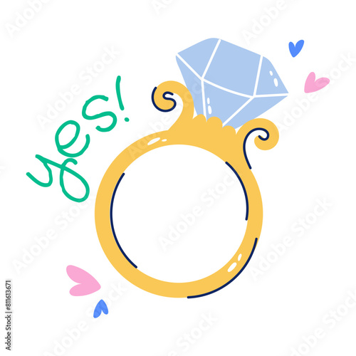 Get your hands on proposal ring flat sticker 