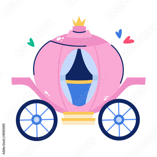 Get this flat sticker of wedding carriage 