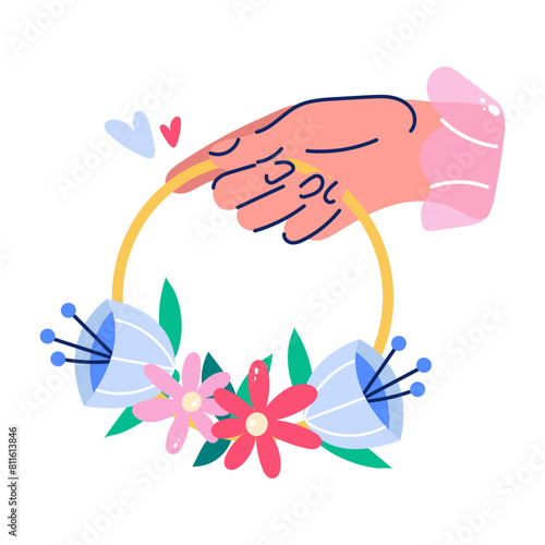 Download flat sticker of bridesmaid basket 